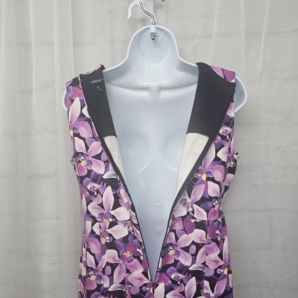 Lands' End Dress Ponte Purple Floral Sleeveless Casual Office Summer 8P - Picture 9 of 13